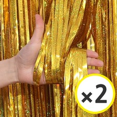 생일파티 용품 파티커튼 42컬러 홀로그램/새틴 무광/파스텔/샤이니 포토존 소품 은박 수술 가랜드 커튼 [에브리띵스마일], 홀로그램 골드, 2개