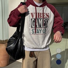 [데일리] 오버핏 바이브 나그랑 배색 후드 남녀공용 (3color) 벌룬 봄 가을 간절기 루즈핏 트레이닝