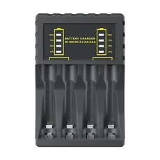 리튬 충전기 배터리 4 슬롯 AAA/AA 충전식 AA/AAA Ni-MH/Ni-Cd 배터리용 LED 표시기 케이블 포함, 02 Black_01 CHINA