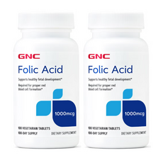 GNC 엽산 1000mcg 100정 x 2 (총2개), 2개