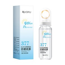 RUOFU 377 若肤美白 防晒喷雾 冰感 水感 可上飛機 防水防汗, 1個, (藍瓶)377美白防曬噴霧90ML