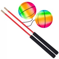 中老年健身甩甩球 廣場舞兒童玩具 45公分紅色桿, 1個, 7寸試用款 2杆2彩虹球2繩,送揹包+打氣筒+連接器, 七彩, 2杆2彩虹球2繩