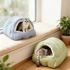 겨울 반려동물 폐쇄형 따듯한 보온 공간 하우스 고양이, 1개, 블루