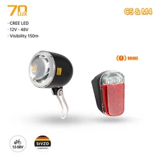 Ebike 전조등 및 후미등 세트 경적 작동 전압 전기 자전거 전조등 18V 24V 36V 48V 70 럭스, 03 C5 M4(sensor)