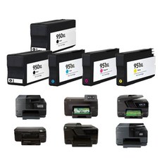 우리네퀵 HP 8610 잉크 카트리지 5개 세트 프린터기 팩스 복합기 잉크젯 호환 HP OFFICEJET PRO 8600 8100 8600 8640 8660 950XL 951XL, 5개입, 검정2 파랑1 빨강1 노랑1 세트