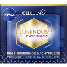 NIVEA Cellular Luminous630 나이트 크림 - 얼굴 목 및 데콜테를 위한 고급 재생 안티피그먼트 스킨 케어 히알루론산 특허받은 복합체 풍부 50ml