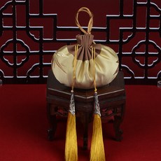 宮廷竹葉香包 中國風刺繡隨身吊飾, 1個, 黃色,空袋