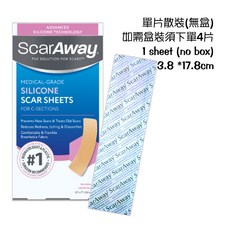 ScarAway 倍瑞克 皮膚護理矽膠貼片 單片散裝(無盒), 1個, 膚色長型1片3.8X17.78cm, 1