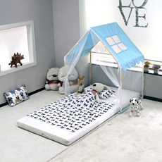 쿨 하우스 싱글 (블루) 플레이 텐트 캐노피 아동 키즈 학생 어린이침대, 단품