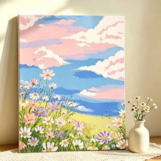 DIY그림그리기 명화그리기 캔버스 유화그리기세트 40 x 50cm, 1개, 028 핑크 데이지