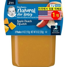 거버 어린이 과일퓨레 113g, 사과 +복숭아 + 스쿼시, 2개