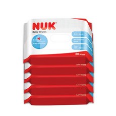 NUK 濕紙巾 新加厚型柔濕巾, 1套, 20抽5包 X 2串
