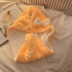 可愛加厚雙層乾髮帽 浴帽 吸水速乾 包頭巾 洗頭擦頭髮毛巾, 黃色雙層乾髮帽~真划算,預設~真划算, 1個