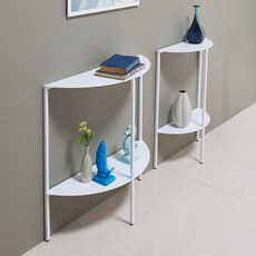 젠토리 폭좁은 반달 현관 복도 콘솔테이블, 화이트+중형