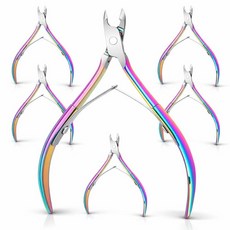 큐티클 트리머 스테인리스 스틸 니퍼 뾰족한 블레이드 데드 스킨 커터 클리퍼 리무버 가위 매니큐어 도구 손톱 및 발톱용 8개입(생생한 색상) 173277, 선명한 색상