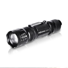 몬스터라이트 퀀텀 익스트림 ML2400QTX 충전식 LED 줌 후레쉬 라이트, 1개, 블랙