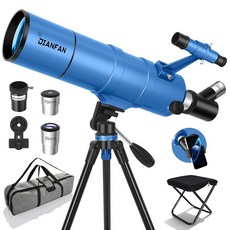 다이앤판 망원경 90mm 구경 550mm 고성능 휴대용 삼각대 휴대폰 어댑터 가방 접이식 의자를 갖춘 완전 다중 코팅 고투과성, Blue
