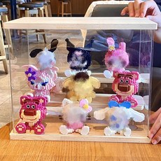 딸기곰 소녀 미니 입자 조립 블록 퍼즐 장난감, 기본 색상