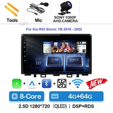 안드로이드 15 Carplay 자동차 라디오 Kia RIO Stonic YB 2016 GPS 멀티미디어 플레이어 스테레오, 12 4G-64G CAM