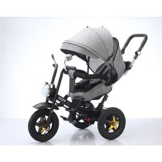 JOY 兒童三輪車 嬰幼兒多功能可坐可躺燈光音樂手推車, 淺灰色, 1個