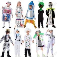 台灣出貨 發票【萬聖節】*儿童科技派对小机器人 科学家 外星人ET宇航员太空人飞行员演出服 萬聖節服飾 連衣裙 萬聖節裝