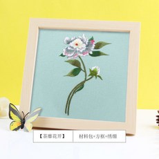 刺繡DIY手工製作材料包 蘇繡古風繡花套件 送男友創意禮物 打發時間 台灣熱賣, 荼蘼花開【繡繃+材料包+送方款】, 1個