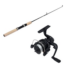 NR 얼음낚시대 스피닝릴 세트, 블랙