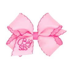 Wee Ones 여아용 \"Big\" 또는 \"Lil\" 자수 문스티치 엣지 헤어 리본 미디엄 또는 킹 위스테이 미끄럼 방지 클립 미디엄 빅 시스