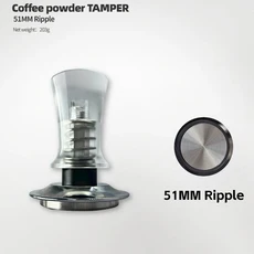 BEARR 깊이 조절 가능한 에스프레소 커피 탬퍼 투명 사이버 펑크 압력 54MMPowder 망치 분배기 바리스타 도, 04 51MM Ripple