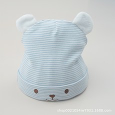 卡通嬰兒帽新生兒胎帽卡通萌趣男寶女寶護頭防風單層叮鐺熊寶寶帽