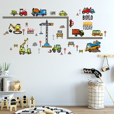 셀리스트 인테리어 벽면 유리 포인트 벽지 자동차 스티커 건설현장 중장비, 1.스케치A형