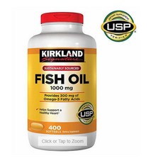 커클랜드 피쉬오일 오메가3 400정 (소프트젤) Kirkland Fish Oil Concentrate 1000mg 400Sgels, 1개