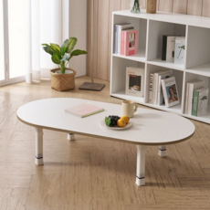 높이조절 접이식 테이블 원형 다용도 거실 아이 학습 소파 보조형, 메이플