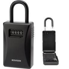 BOSVISION 博士威 台灣製造 四字輪 鎖中鎖掛盒 掛勾式密碼盒 門口鎖盒 鑰匙盒, 短掛鉤款, Black