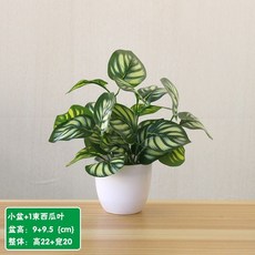 嘉義出貨 仿真花草植物 假綠植盆栽 室內外裝飾 綠蘿塑膠小盆栽 家居生活裝飾 人造花 桌面紅掌花擺件, 小盆西瓜葉, 1個