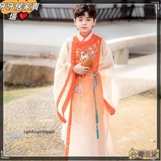 男童漢服古風圓領廣繡長袍套裝兒童2025夏季小少爺爺國學服表演服裝男童漢服古風圓領寬繡長袍套裝20251107