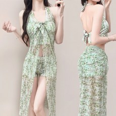 MISS·更衣室 夢幻琉璃 分體比基尼泳裝 女 韓系泳裝 沙灘寫真, 76030粉色,XL【適合55-60公斤】