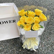 高顔值 僊女 黃亦玫衕款 黃玫瑰 花束 仿真香皂花 生日畢業禮物 送女生－, 1個, 落蘇-11支玫瑰