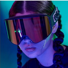 滑雪鏡磁吸翻蓋視野雙層防霧防風滑雪鏡單雙闆護目鏡, 朋克紫【蔡司鏡片】冒險家系列, 1個
