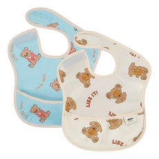 아이주 방수 포켓 이유식턱받이, 1세트, 2개입, A세트 프레첼 + 리틀베어