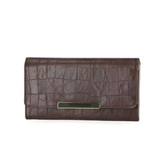 Mundi File Master 여성용 RFID 차단 지갑 클러치 오거나이저 체인지 포켓 포함 에스프레소 악어 단일 사이즈