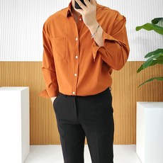 LONNIE J 男款寬鬆平紋口袋襯衫 L號