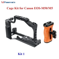 SZPowerwin 카메라 케이지 알루미늄 합금 비디오 케이지 캐논 M50II M50 M5 미러리스 카메라용 콜드 슈 1/4