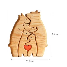 예술적인 나무 퍼즐 곰 가족 맞춤형 추수감사절 크리스마스 선물 어머니/아버지의 날 테이블 장식, 01 5 bears