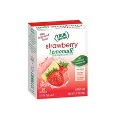 True Lemon Strawberry 레모네이드 워터 인핸서 드링크 믹스30개, 90g, 3) 딸기. - 0.11 Ounce Pack of 30
