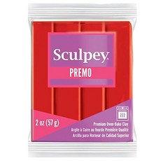 프리모 스컬피 Sculpey Premo Polymer Oven-Bake Clay Cadmium Red Hue Non Toxic 2 oz. bar Great for jewel, 10.4x5.59x5.08 cm, 미정