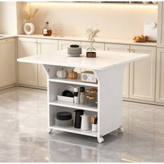 가정용 다기능 수납 식탁 이동식 확장형 접이식 테이블 4인용 식탁 화이트 색상, 하얀색