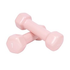 아이워너 PVC 뷰티 육각 덤벨 1kg 2개입 세트 감성적인컬러 코랄핑크 안전한 라운딩모서리, 2개