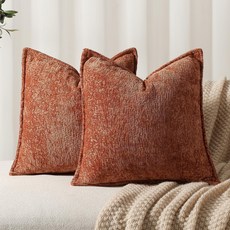 亞馬遜沙發抱枕雪尼爾壓邊靠枕民宿酒店靠墊樣chenille pillow, 焦糖色