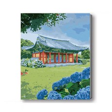 MANTO 台灣原創 大尺寸 DIY數字油畫 釘好內框40x50cm 櫻見首爾 韓國風景 月影花蹤系列 初學者專用, 濟州島繡球花, 1套